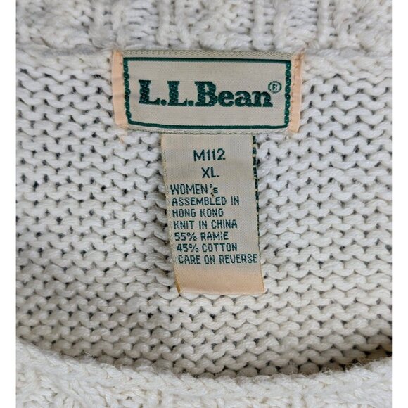 Vintage LL BEAN Women's XL Chunky Knit Floral Sweater Cottagecore 90s Flowers - Picture 3 of 3